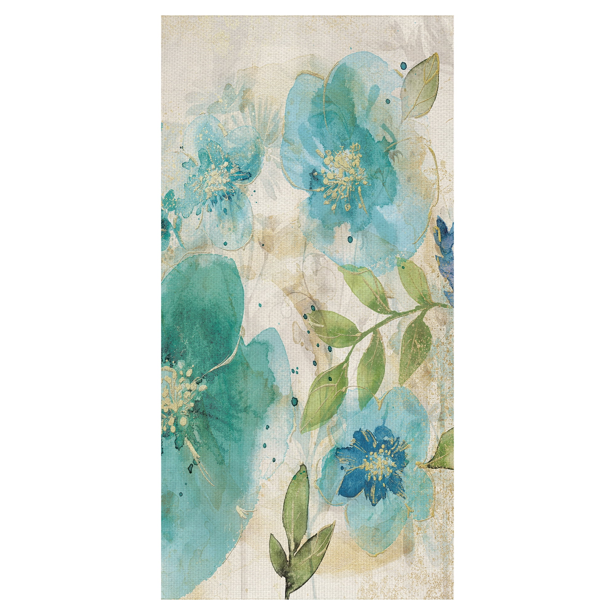 Masterpiece Art Gallery Aqua Petals II Watercolor Flower By Willowbrook Canvas Art Print 17" x 34"