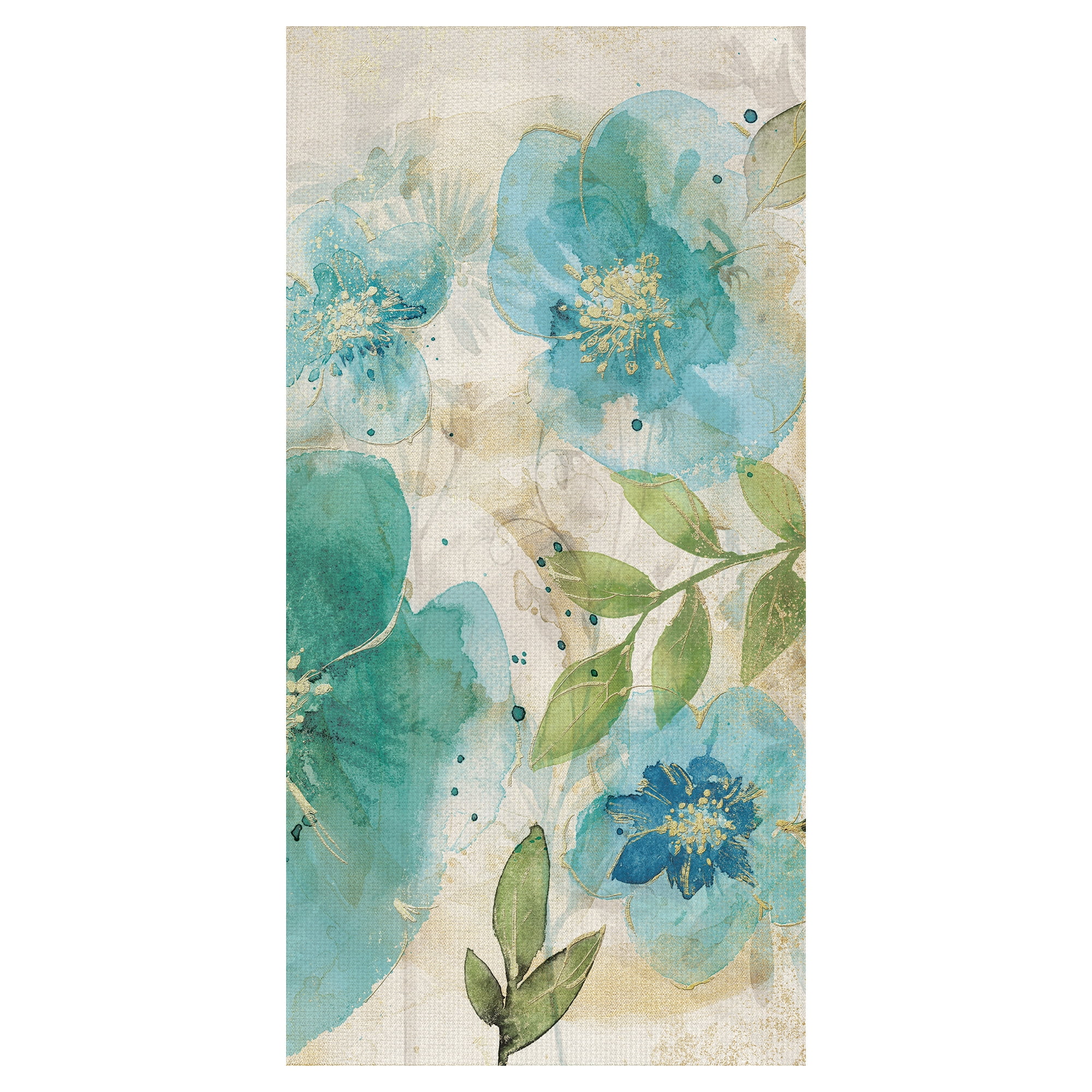 Masterpiece Art Gallery Aqua Petals II Watercolor Flower By Willowbrook Canvas Art Print 24" x 48"