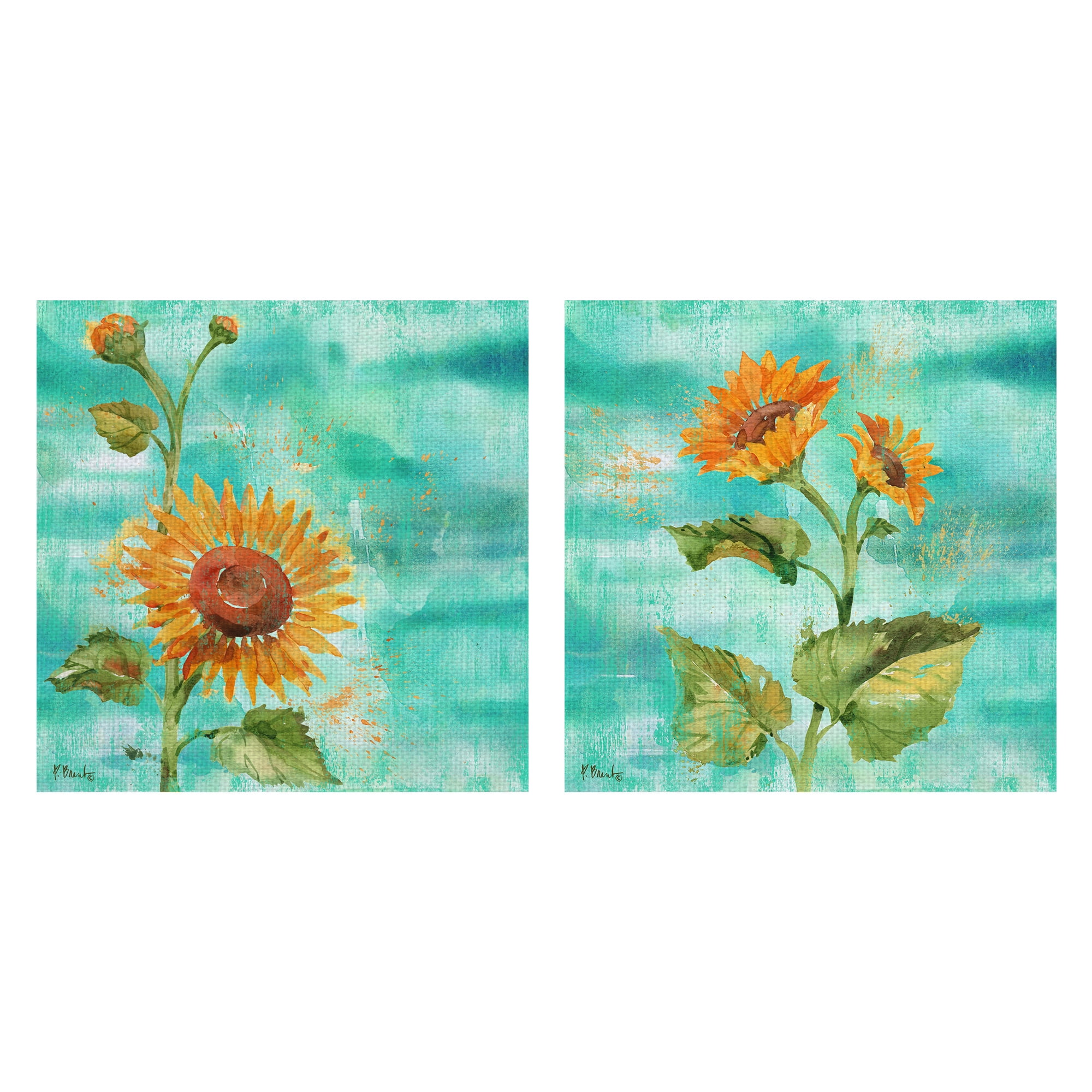 Masterpiece Art Gallery Arianna Sunflowers I & II By Paul Brent Canvas Art Print Set of 2 20" x 20"