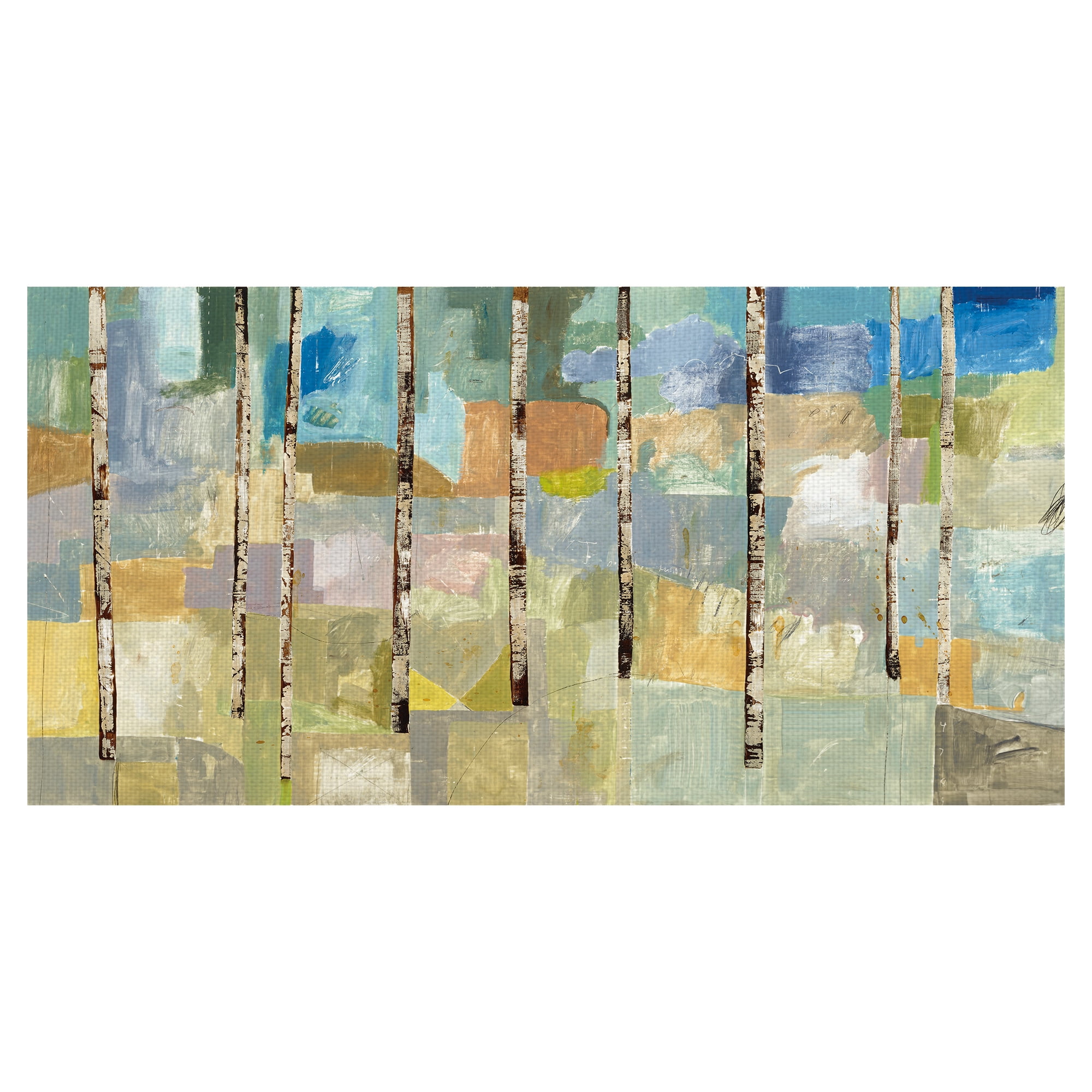 Masterpiece Art Gallery Aspen Trees 5 Abstract By Patrick Atkinson Canvas Art Print 17" x 34"