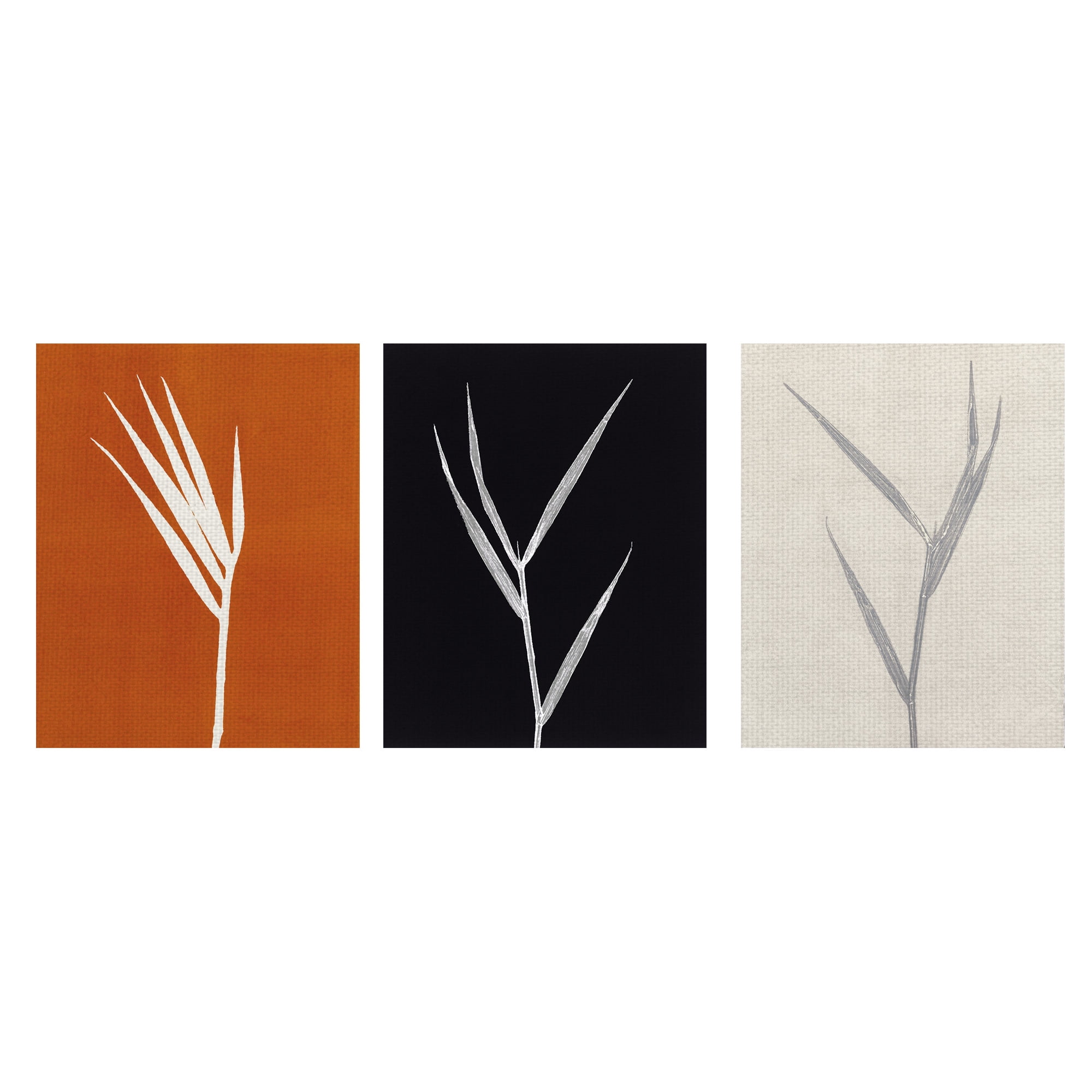 Masterpiece Art Gallery Bamboo Rust, Black, and Cream by Mary Margaret Briggs Canvas Art Print Set of 3 (11" x 14")