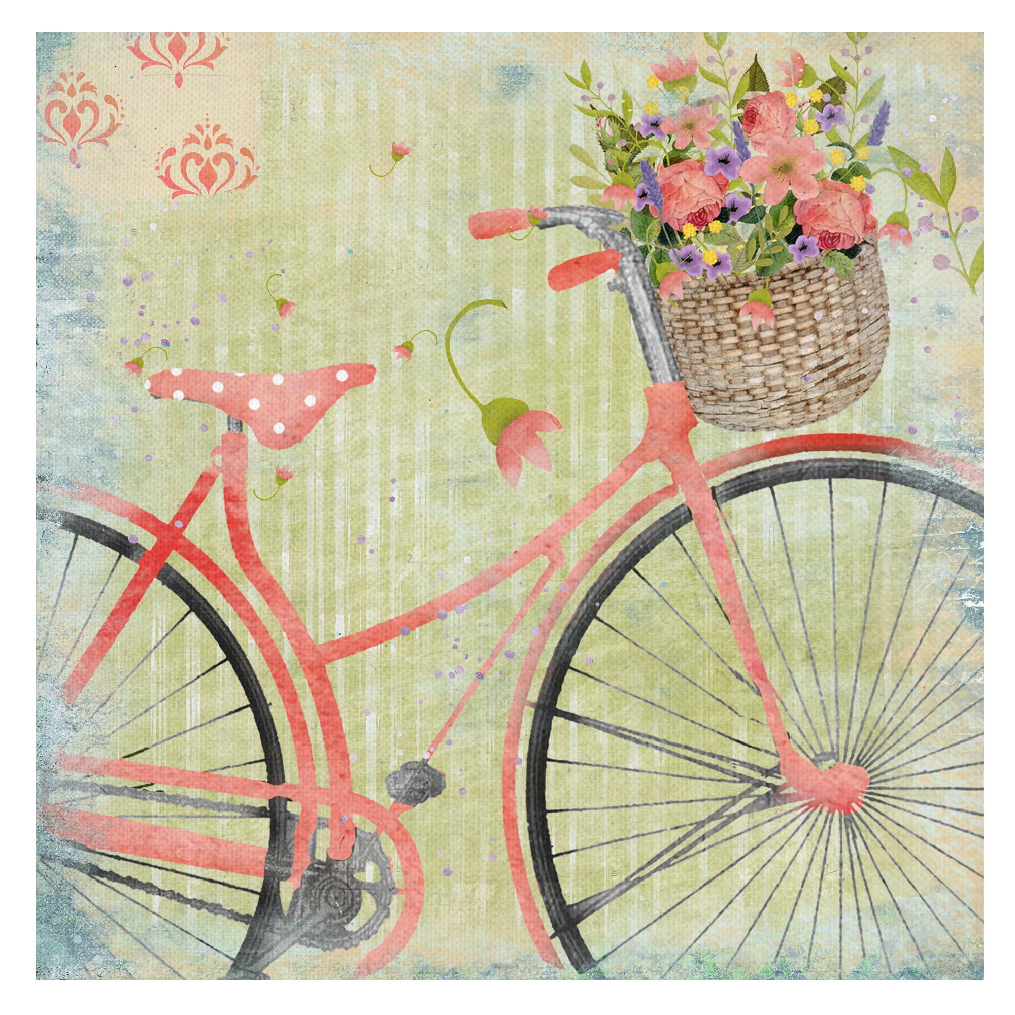Masterpiece Art Gallery Bicycle Pink By Beth Albert Canvas Art Print 16" x 16"