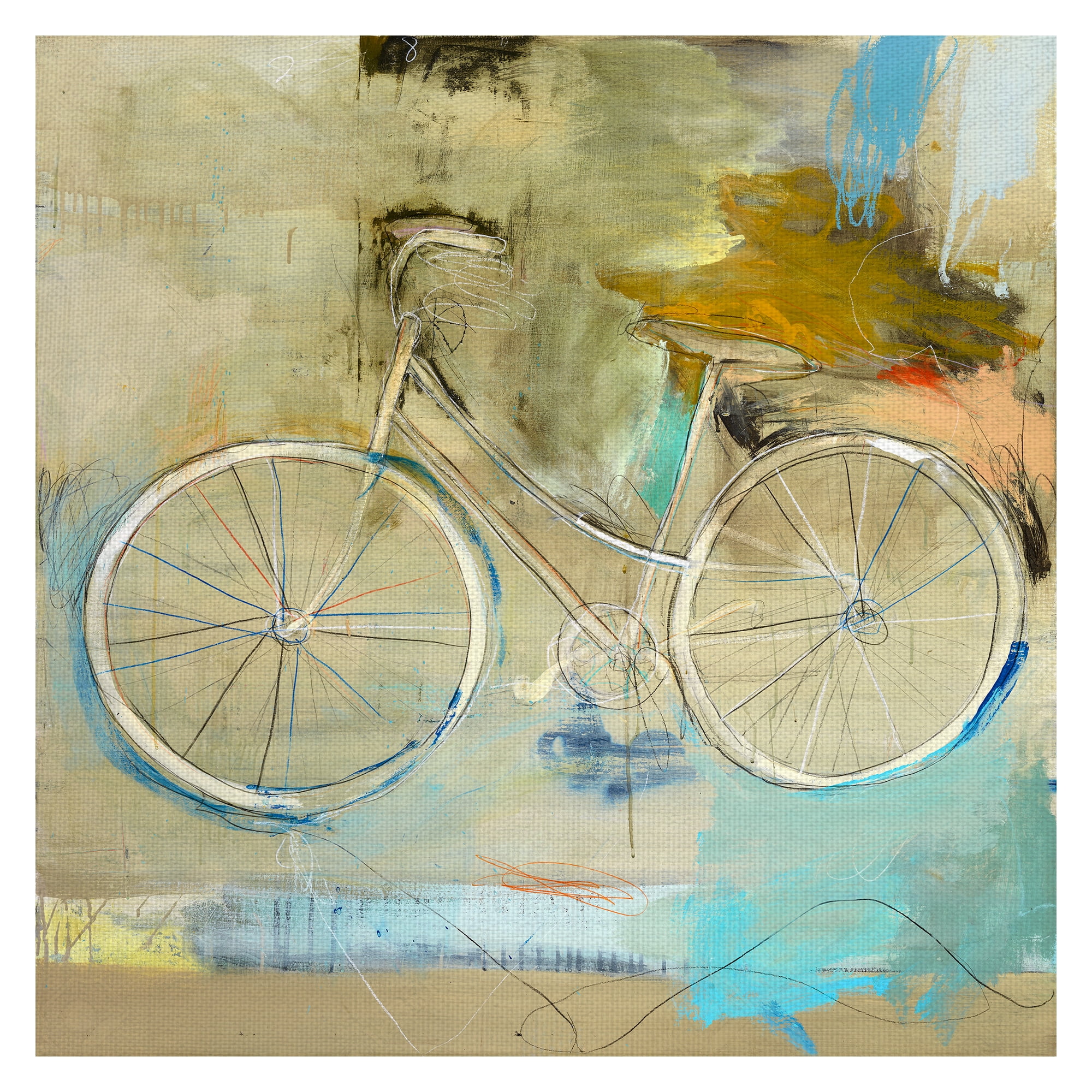 Vintage Bicycle Abstract Canvas Art for Kids - 36" x 36"