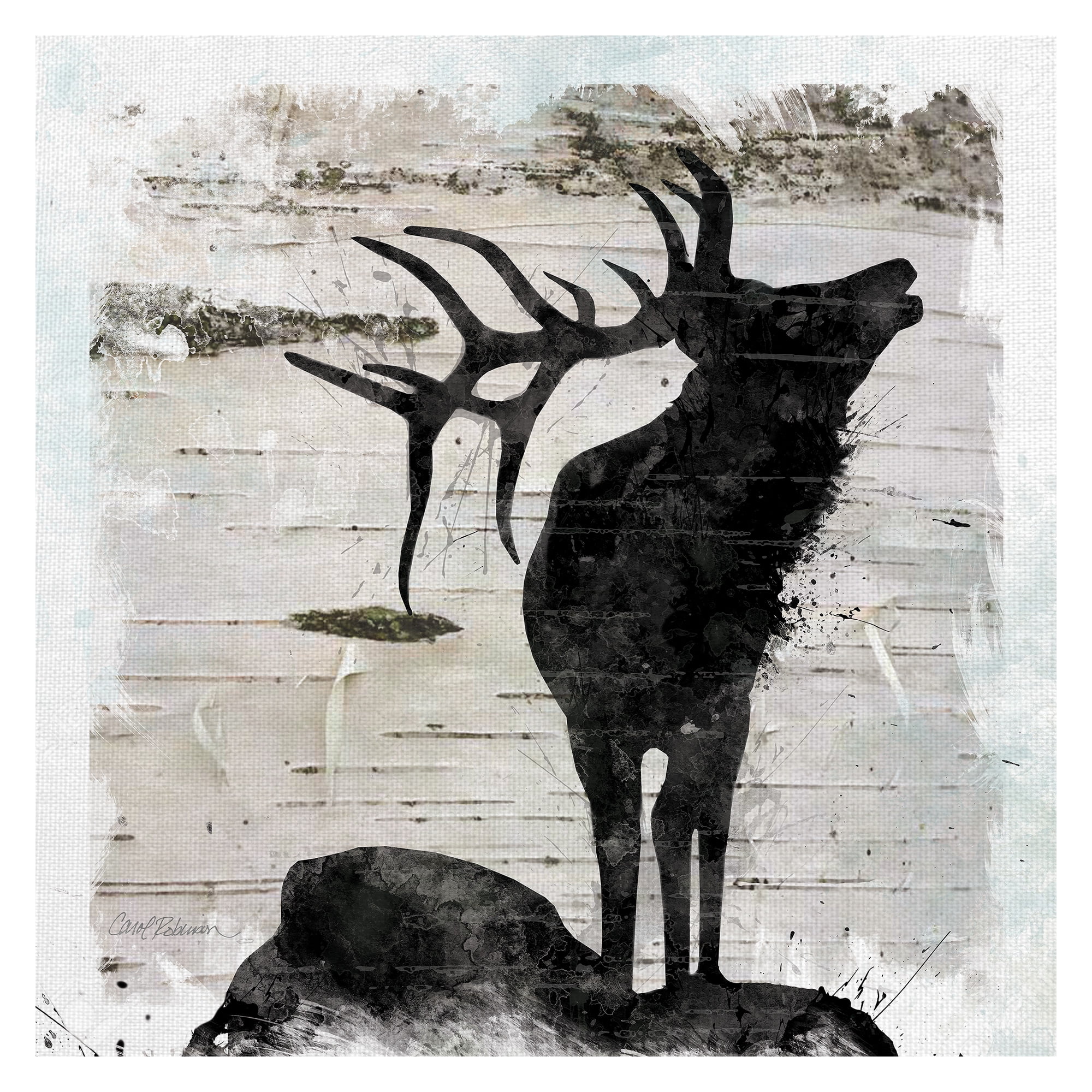 Masterpiece Art Gallery Birchbark Elk By Carol Robinson Canvas Art Print 30" x 30"