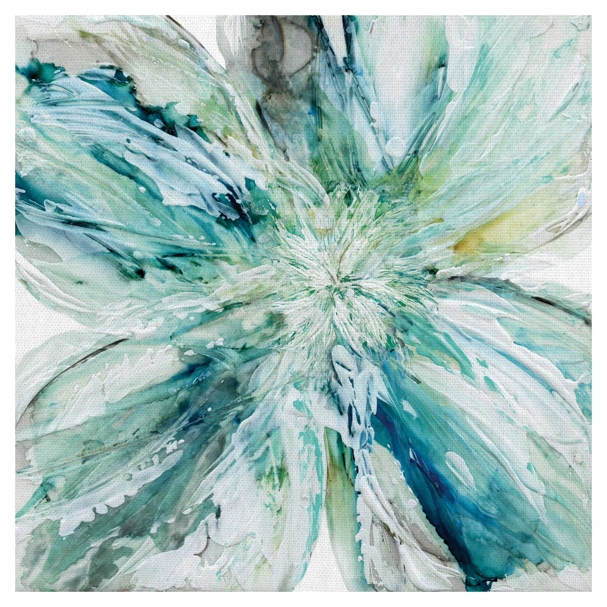 Aqua and Teal Floral Canvas Art Print for Kids