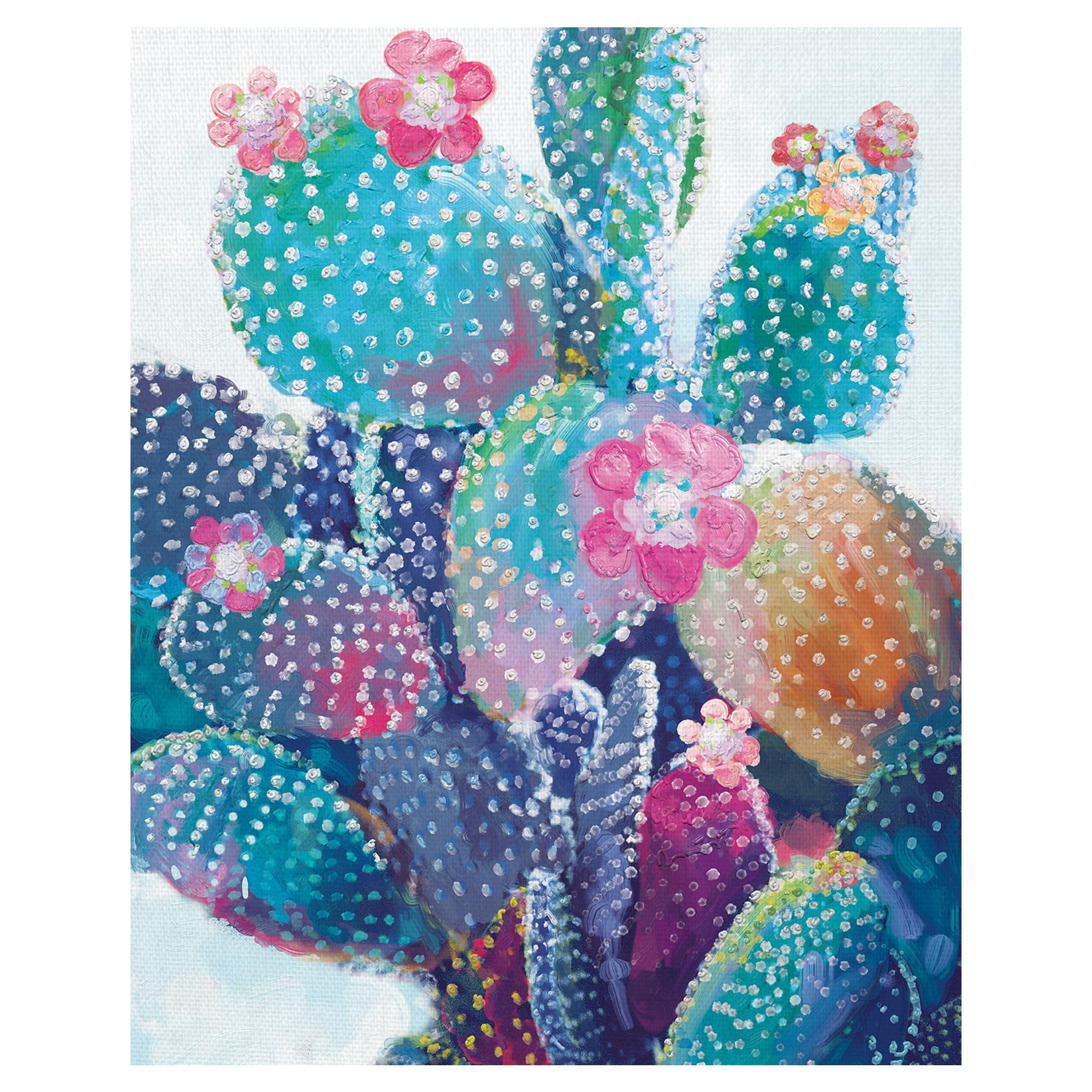 Colorful Boho Cactus Canvas Art Print for Kids Room