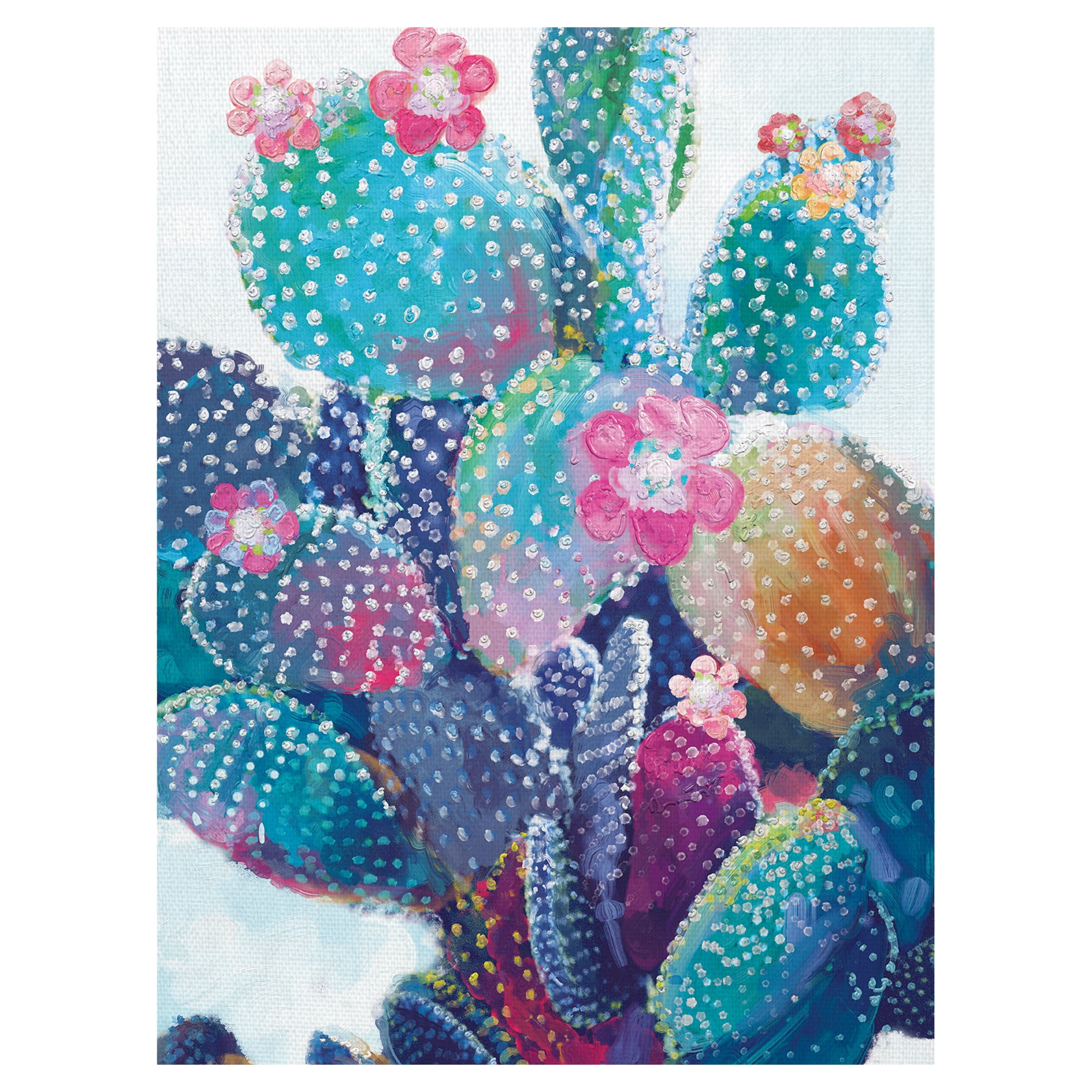 Colorful Boho Cactus Canvas Art Print for Kids Room