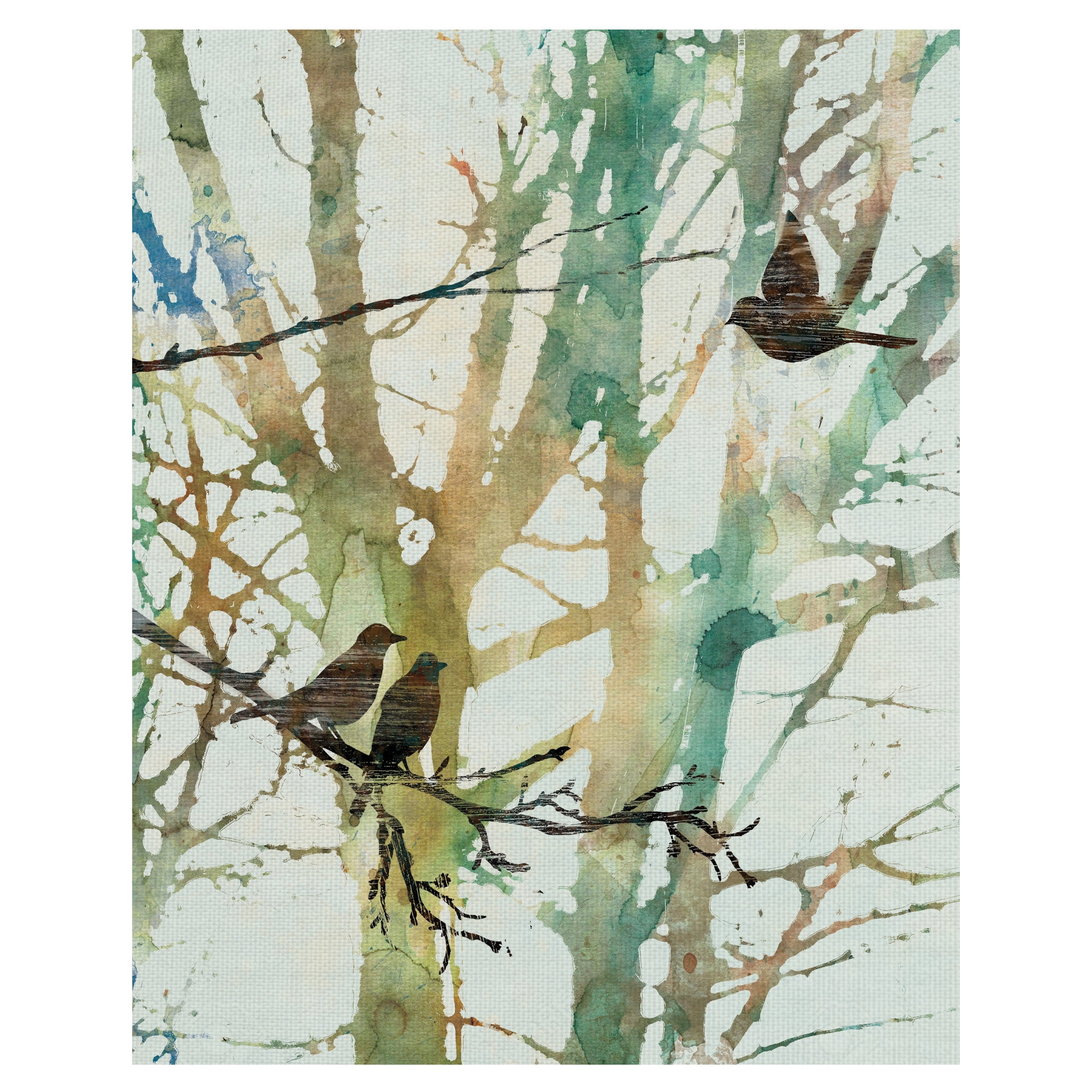 Botanical Birds Watercolor Canvas Art Print 22" x 28"