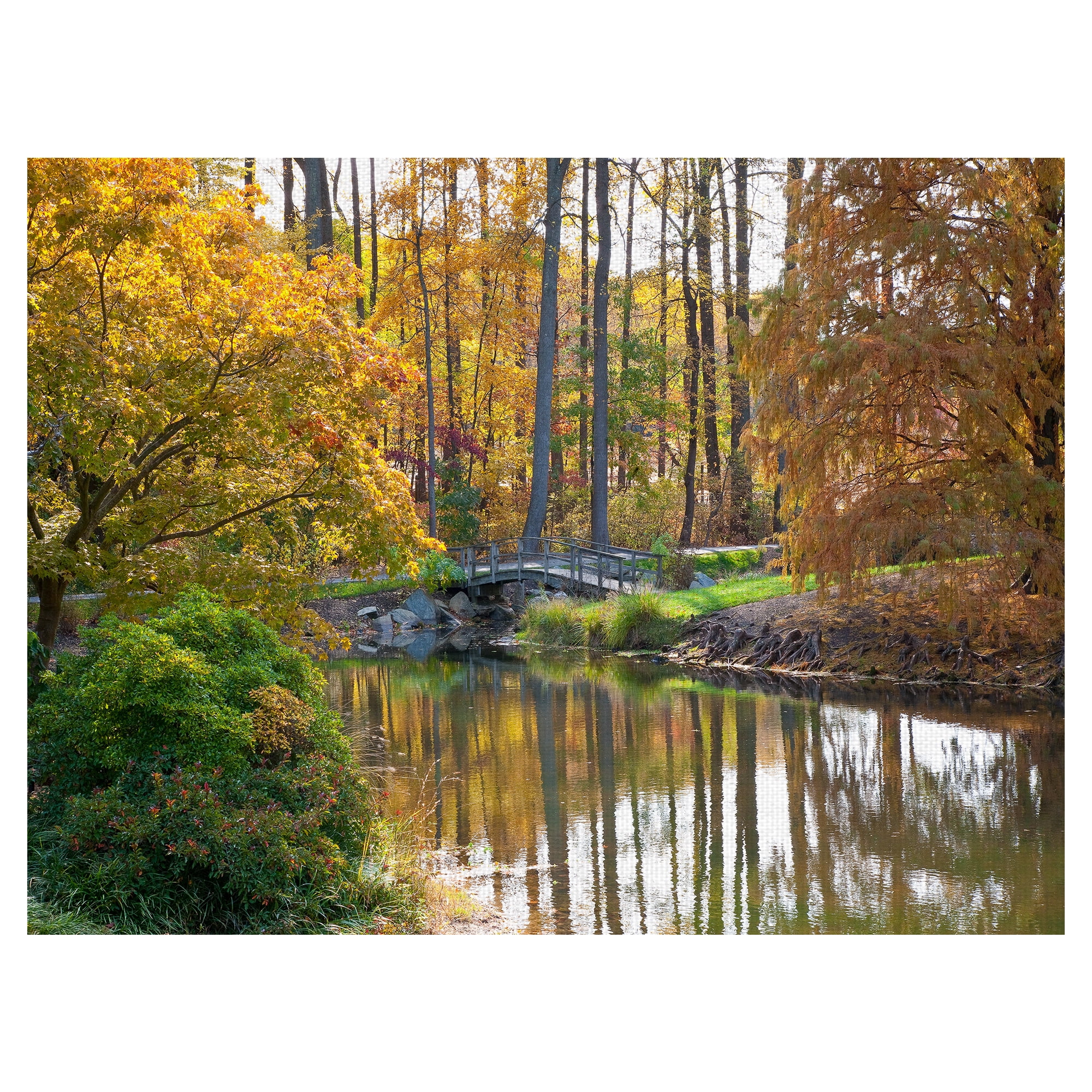 Masterpiece Art Gallery Bridge To Fall Autumn Forest By Robin Constable Hanson Canvas Art Print 18" x 24"