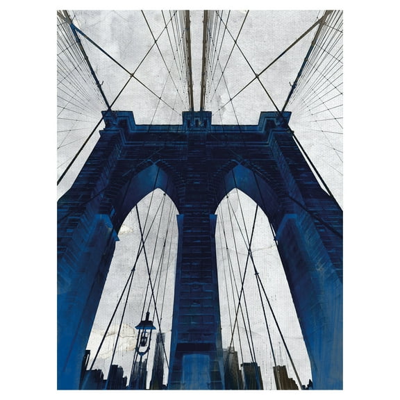 Masterpiece Art Gallery Brooklyn Bridge Blue by GI Artlab Canvas Art Print 30" x 40"