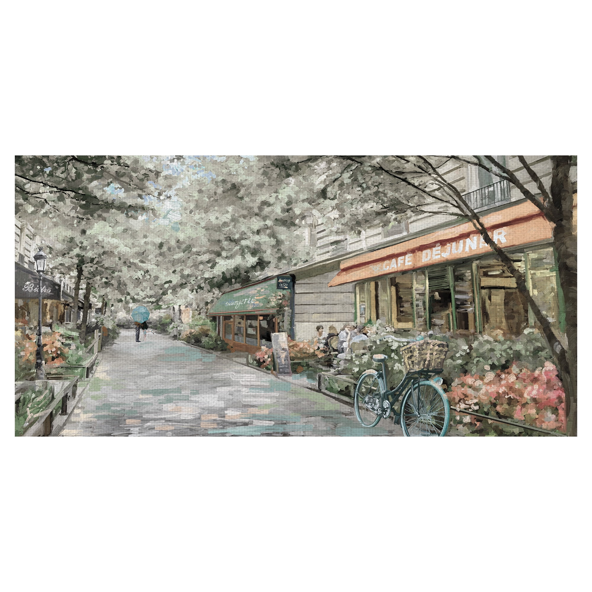 Parisian Cafe Street Scene Canvas Art Print 24" x 48"