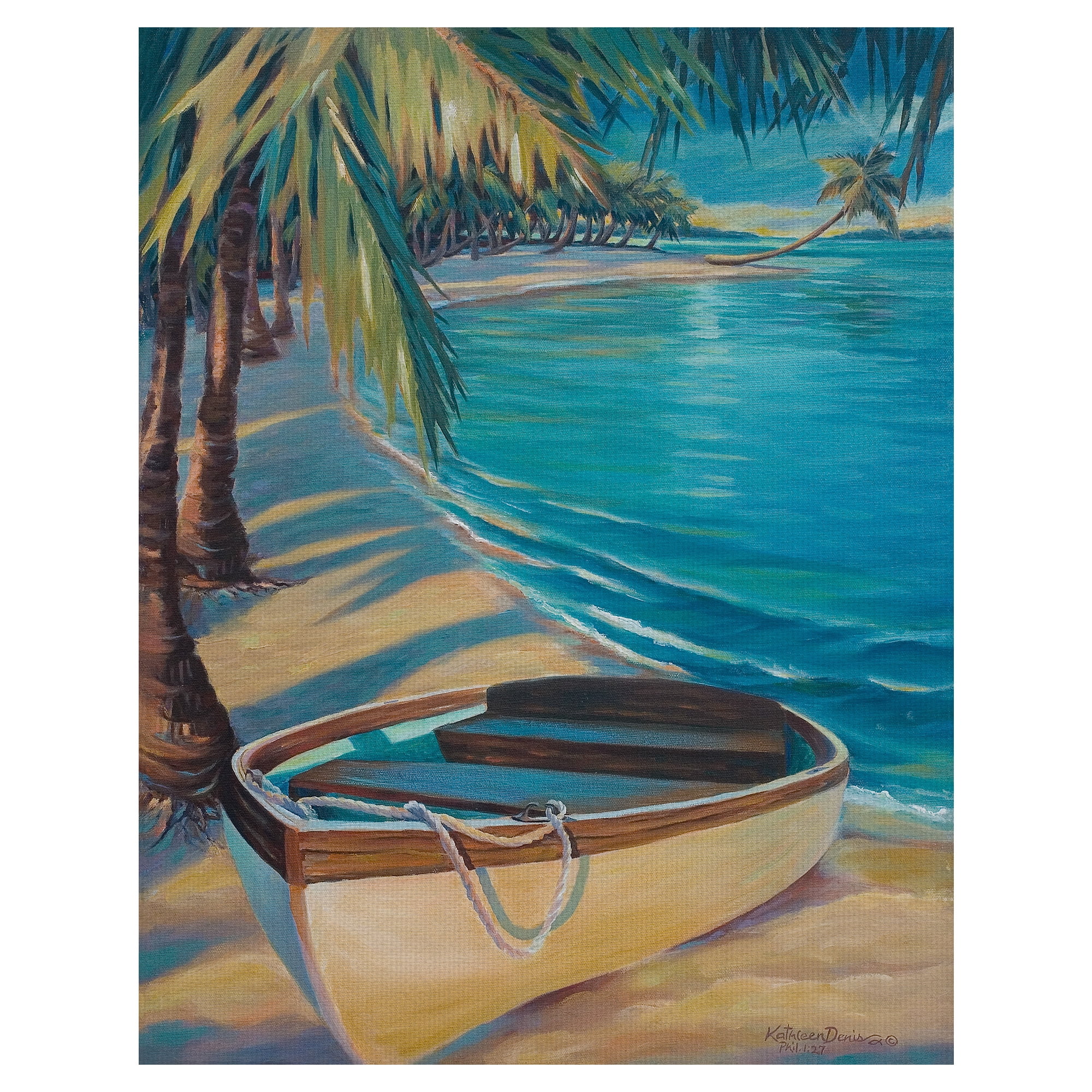 Masterpiece Art Gallery Canoe in Quiet Cove by Kathleen Denis Canvas Art Print 22" x 28"