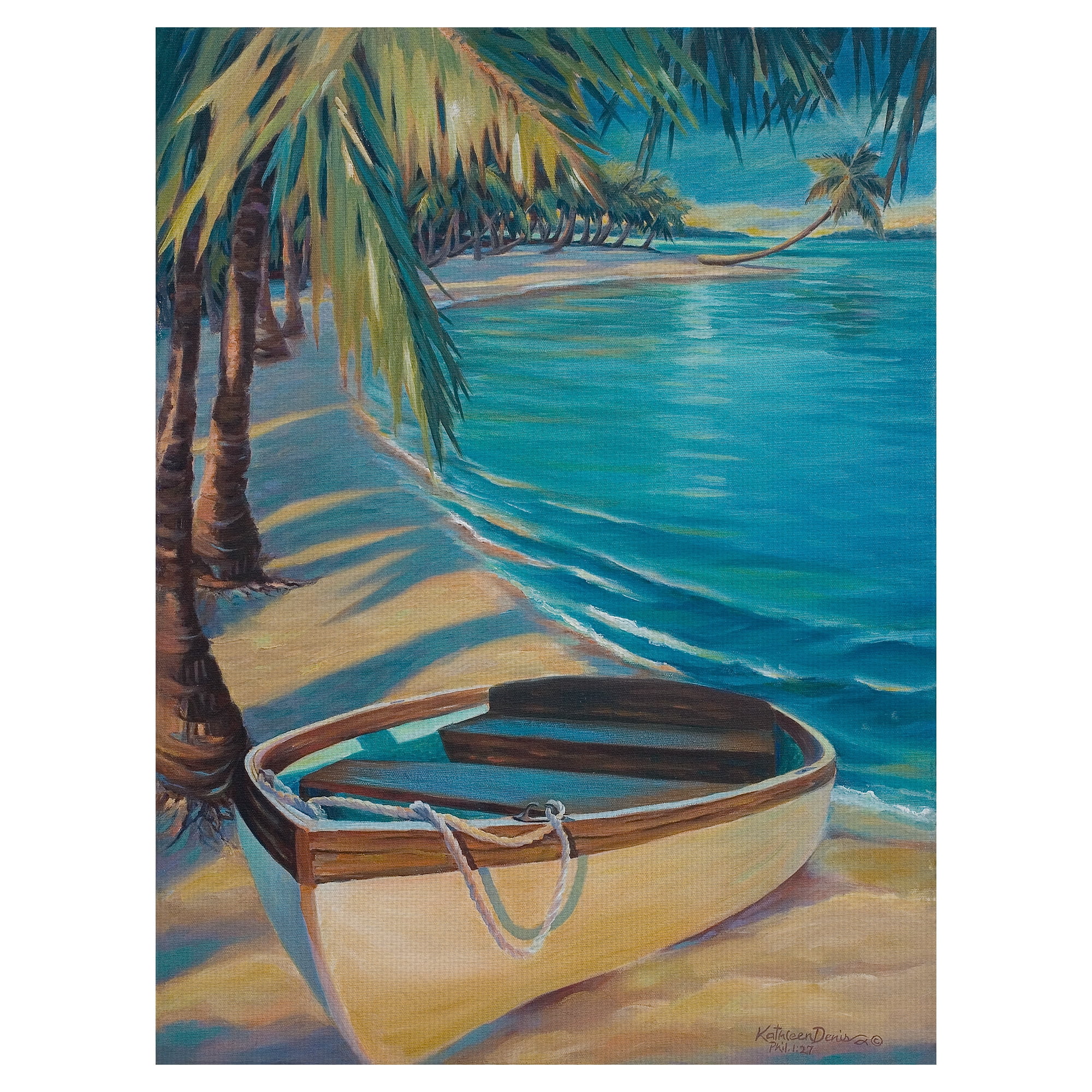 Masterpiece Art Gallery Canoe in Quiet Cove by Kathleen Denis Canvas Art Print 30" x 40"
