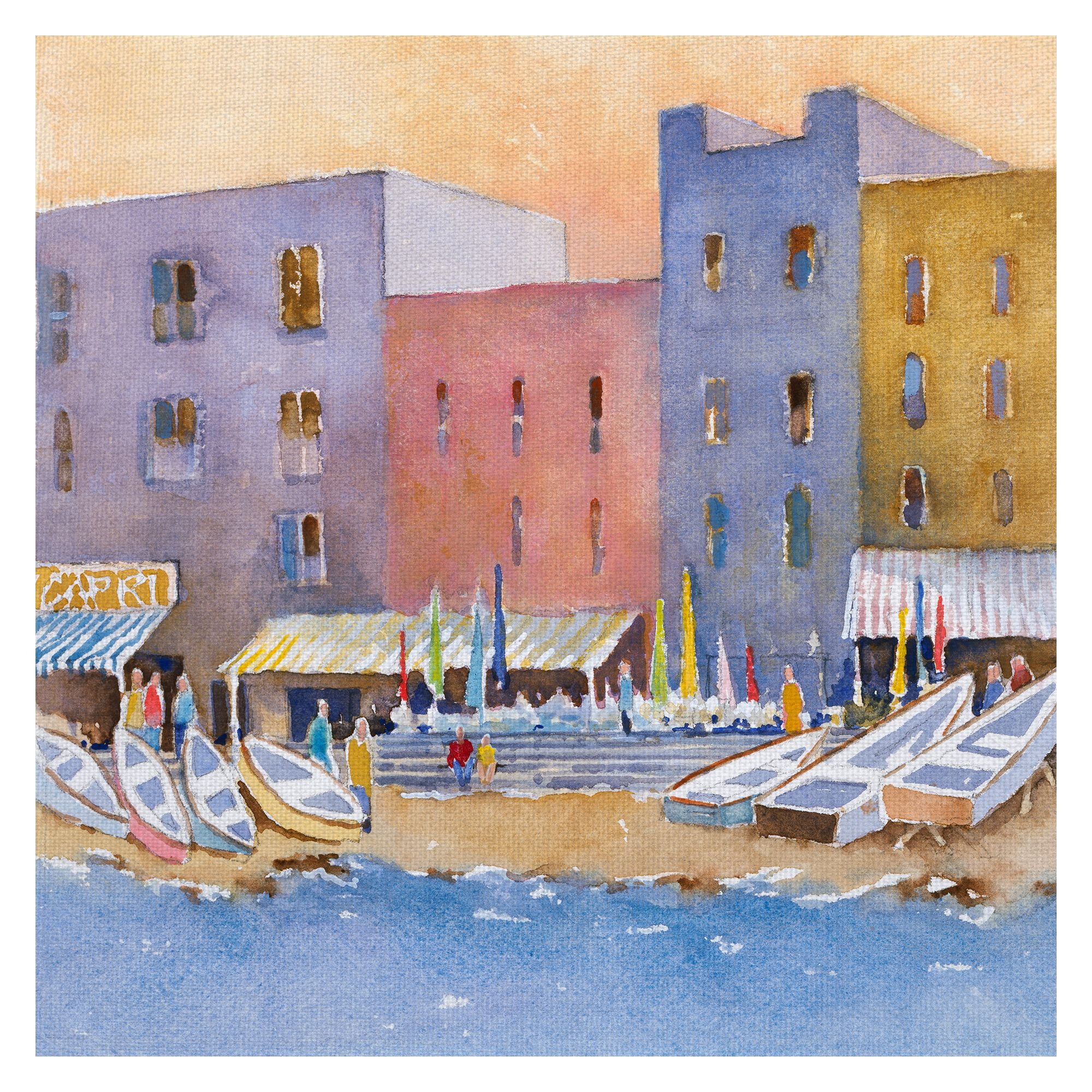 Masterpiece Art Gallery Capri Harbor II by Barbara Maiser Canvas Art Print 30" x 30"