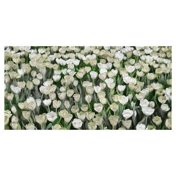 Masterpiece Art Gallery Champ de Tulipes White Tulip Field By Studio Arts Canvas Art Print 27" x 54"
