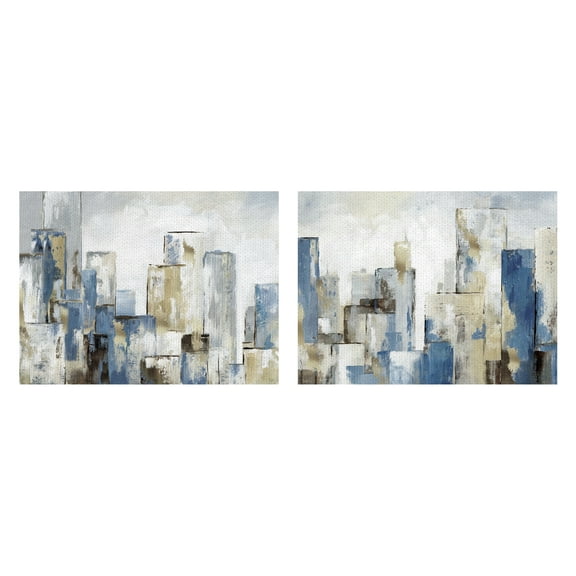 Masterpiece Art Gallery City Blues I & II by Nan Canvas Art Print Set of 2 (18" x 24")