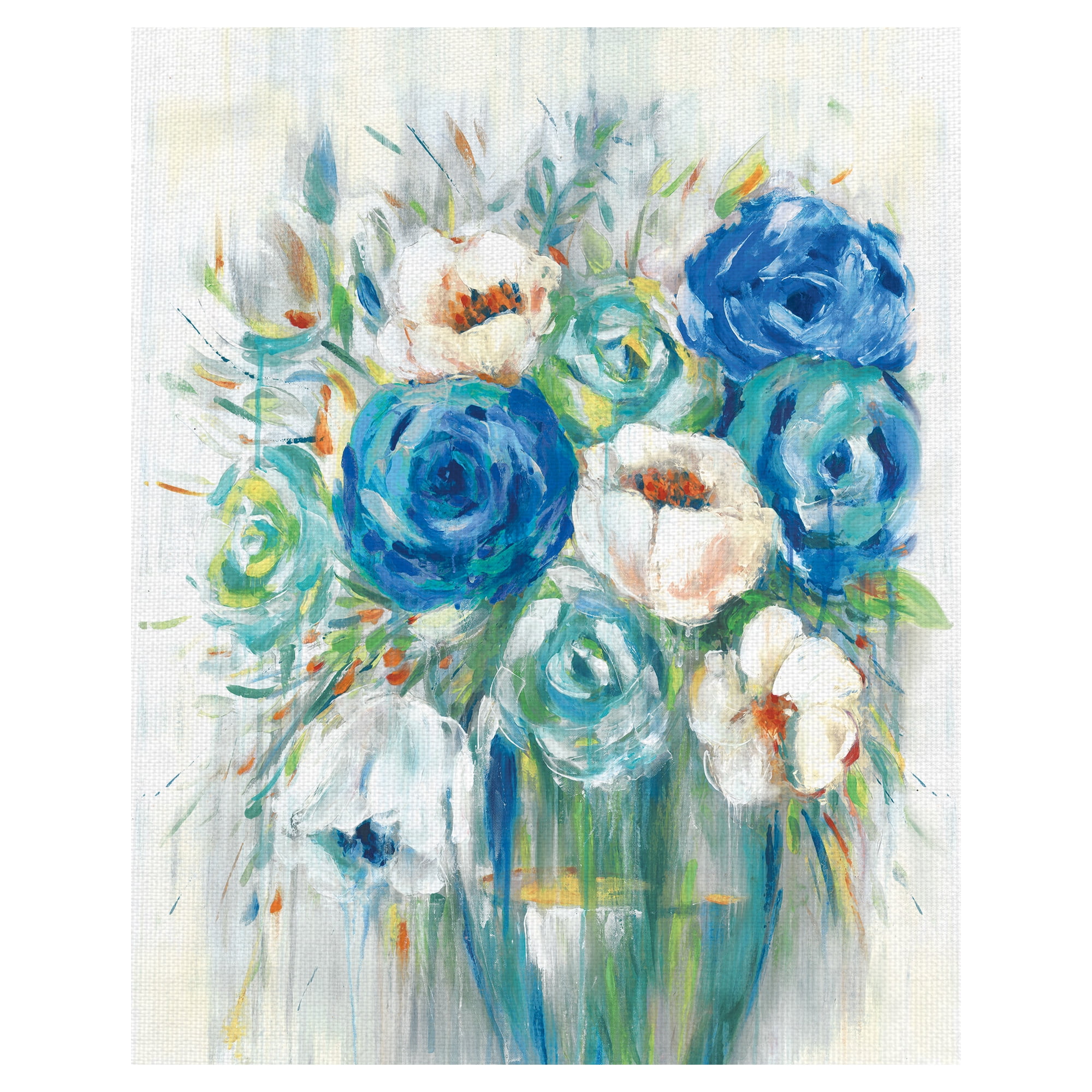 Masterpiece Art Gallery Cobalt Blue Bouquet by Willowbrook Fine Art Canvas Art Painting Print 16" x 20"