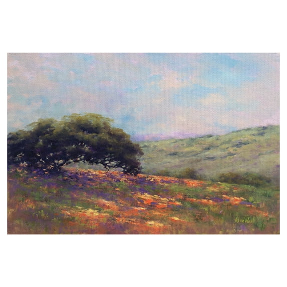 Masterpiece Art Gallery Colorful Poppy Hillside Landscape by Alice Weil Canvas Art Print 24" x 36"