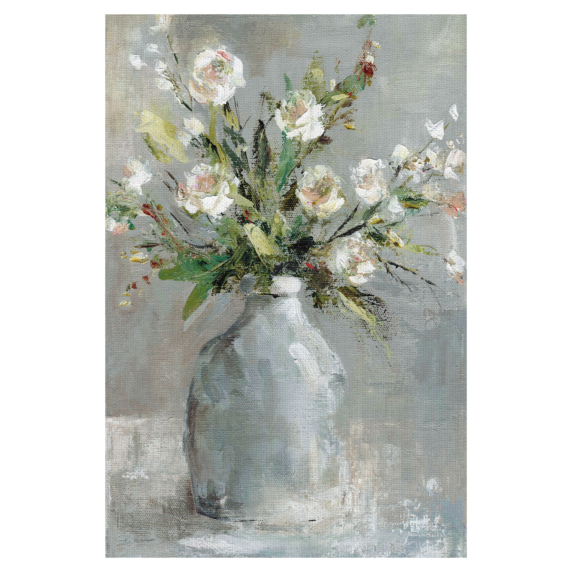 Country Bouquet Floral Canvas Print in Neutral Vase 24" x 36"