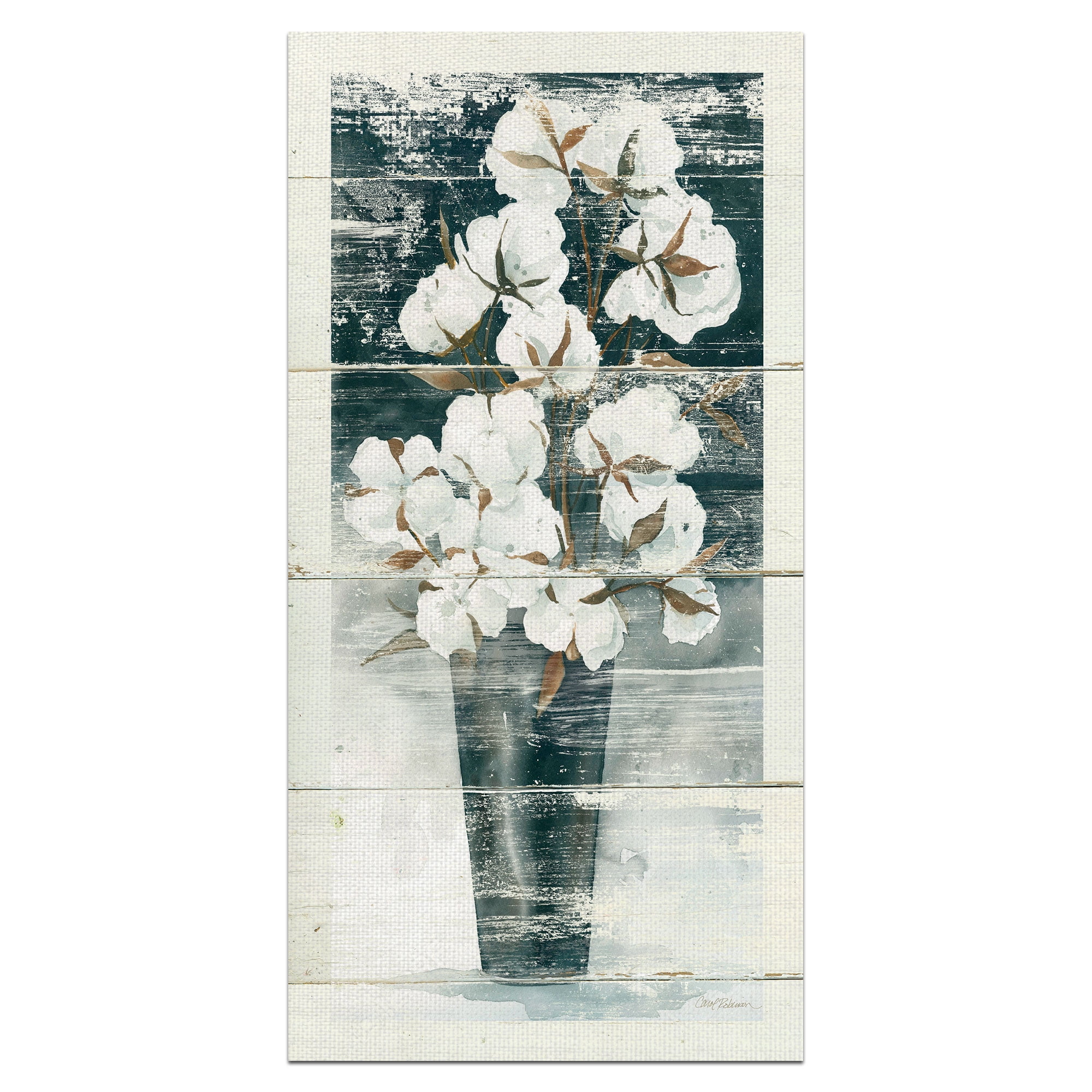 Masterpiece Art Gallery Country Cotton Weathered Vase By Carol Robinson Canvas Art Print 12" x 24"