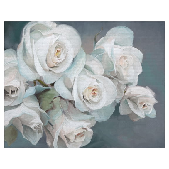 Masterpiece Art Gallery Delicate Balance White Roses by Studio Arts Canvas Art Print
