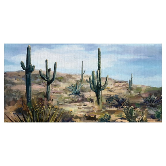 Masterpiece Art Gallery Desert Cactus Vista by Studio Arts Canvas Art Print 17" x 34"