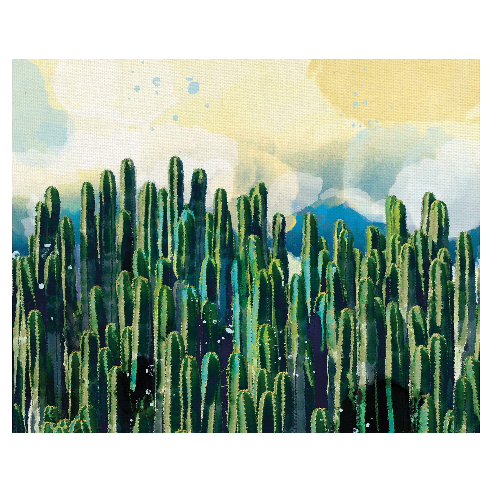 Desert Cacti and Sky Abstract Canvas Art for Kids