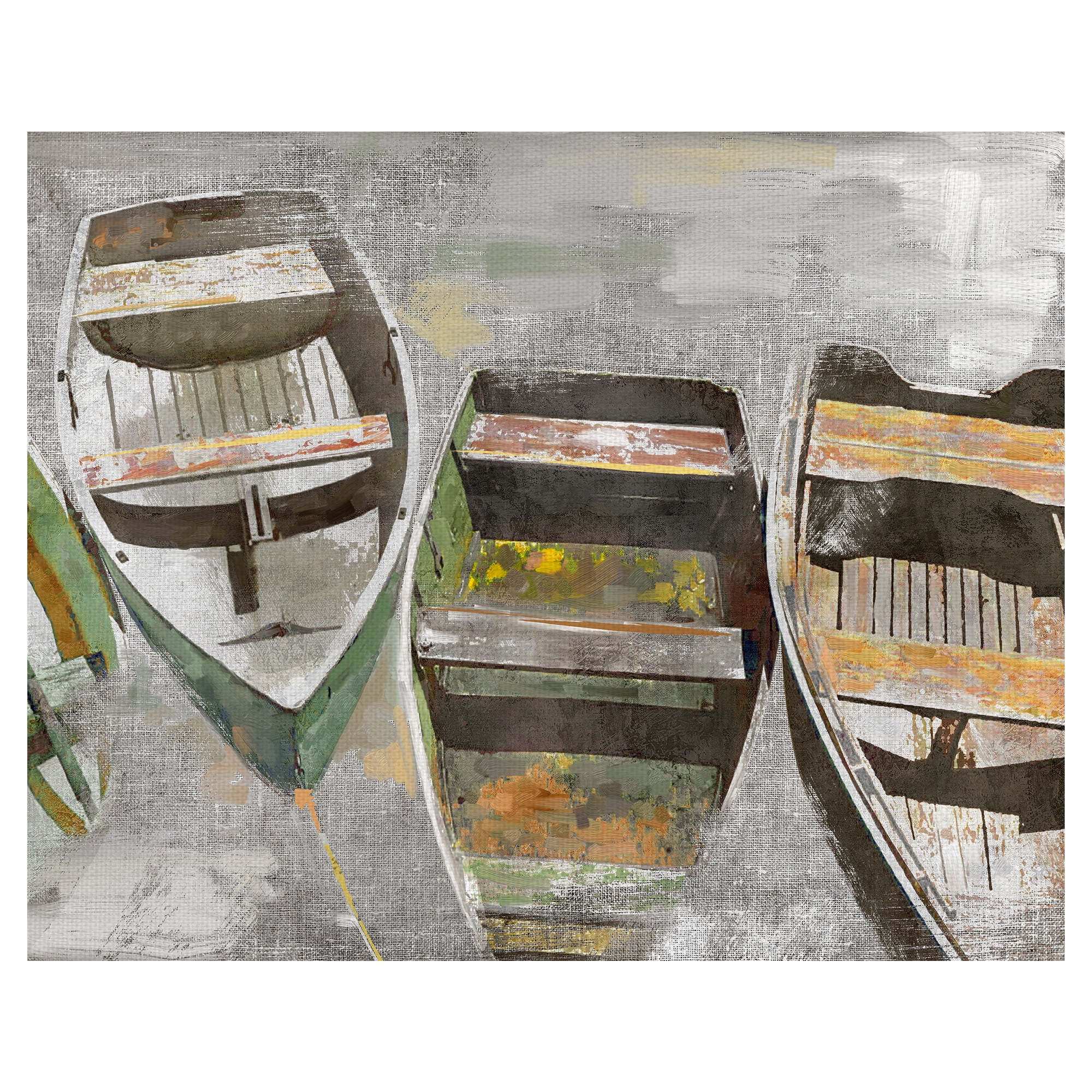 Masterpiece Art Gallery Docked Row Boats by Studio Arts Canvas Art Print 22" x 28"