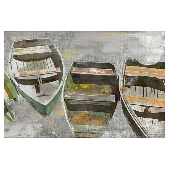 Masterpiece Art Gallery Docked Row Boats by Studio Arts Canvas Art Print 24" x 36"