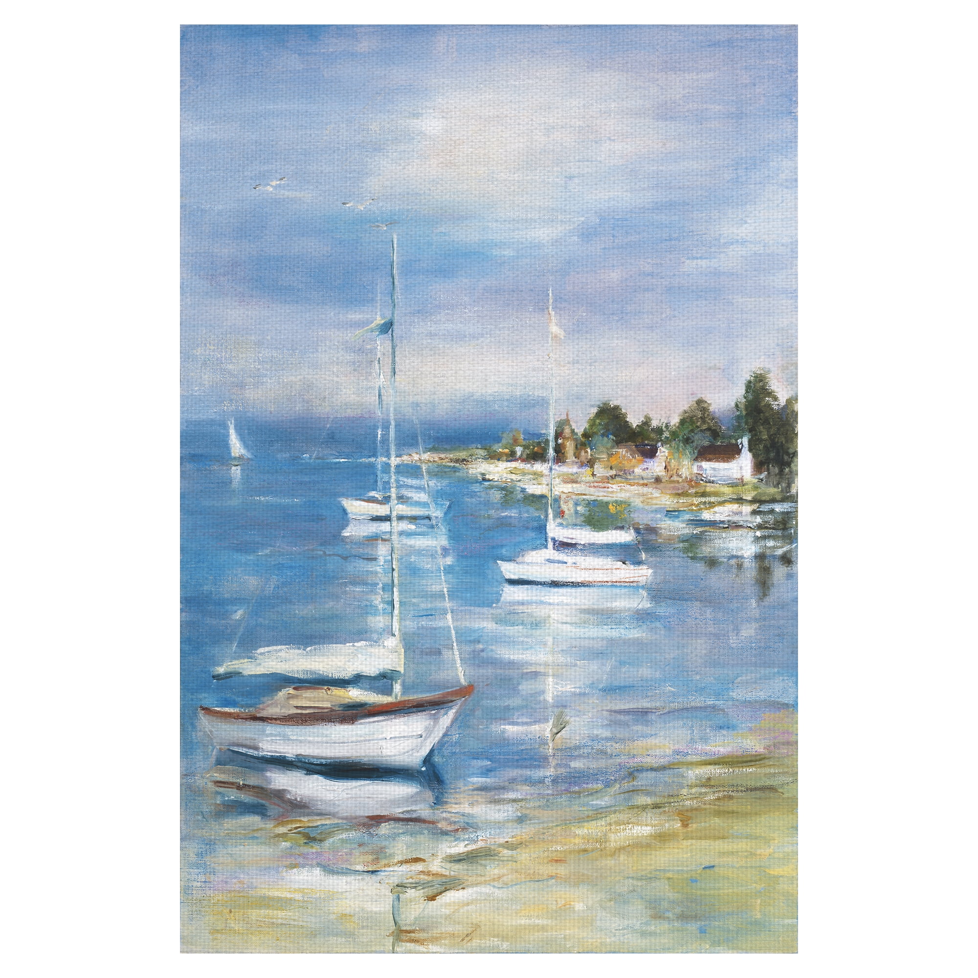 Dream Cove Coastal Sailboats Canvas Art Print, 24" x 36", Blue and White