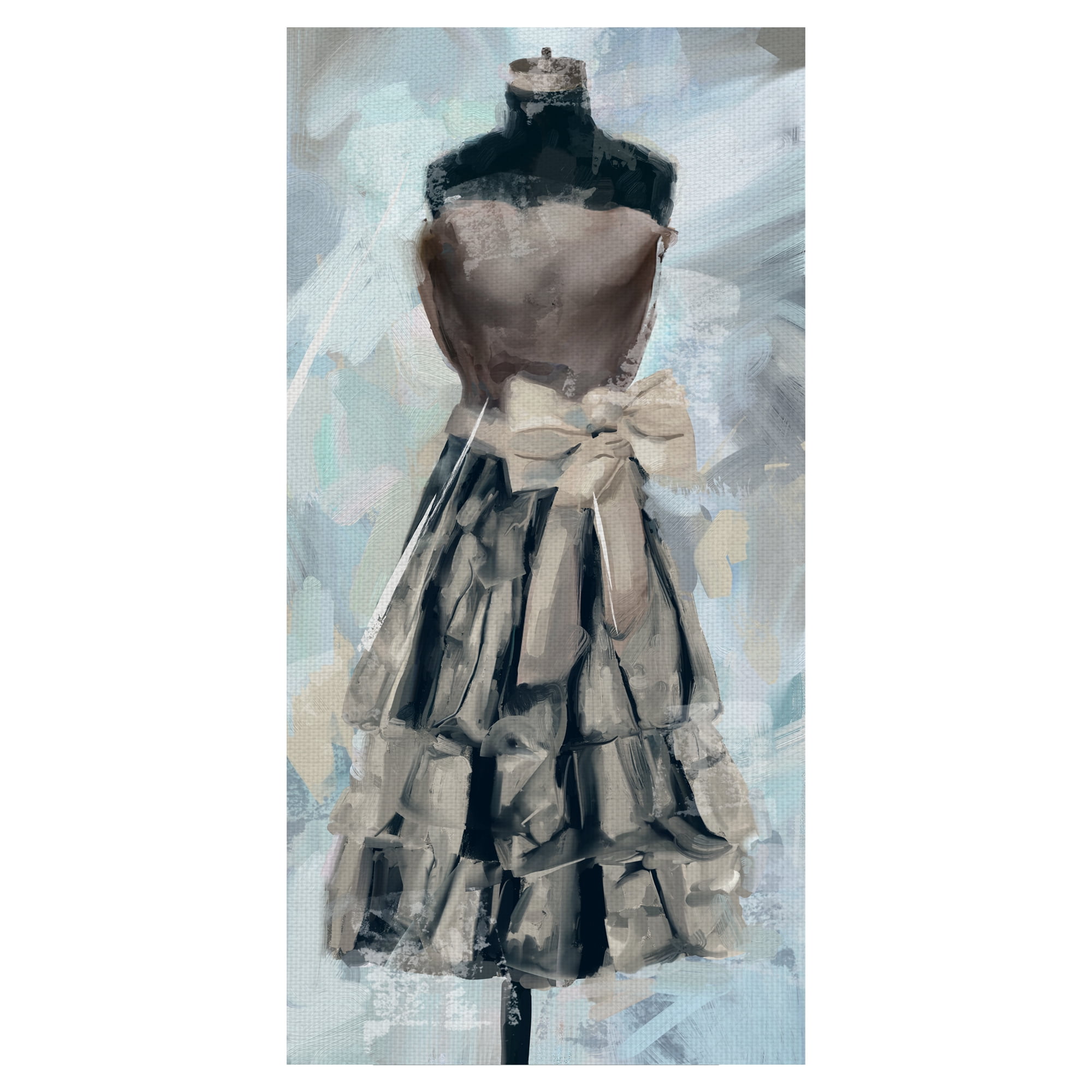 Abstract Canvas Art Print with Dress Form in Neutral Tones