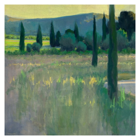 Masterpiece Art Gallery Evening At The Chateau Landscape Meadow by Ian Roberts Canvas Art Print 24" x 24"