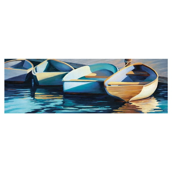 Masterpiece Art Gallery Fall Ashore II by Kathleen Denis Rowboats Coastal Canvas Art Print 16"x 48"