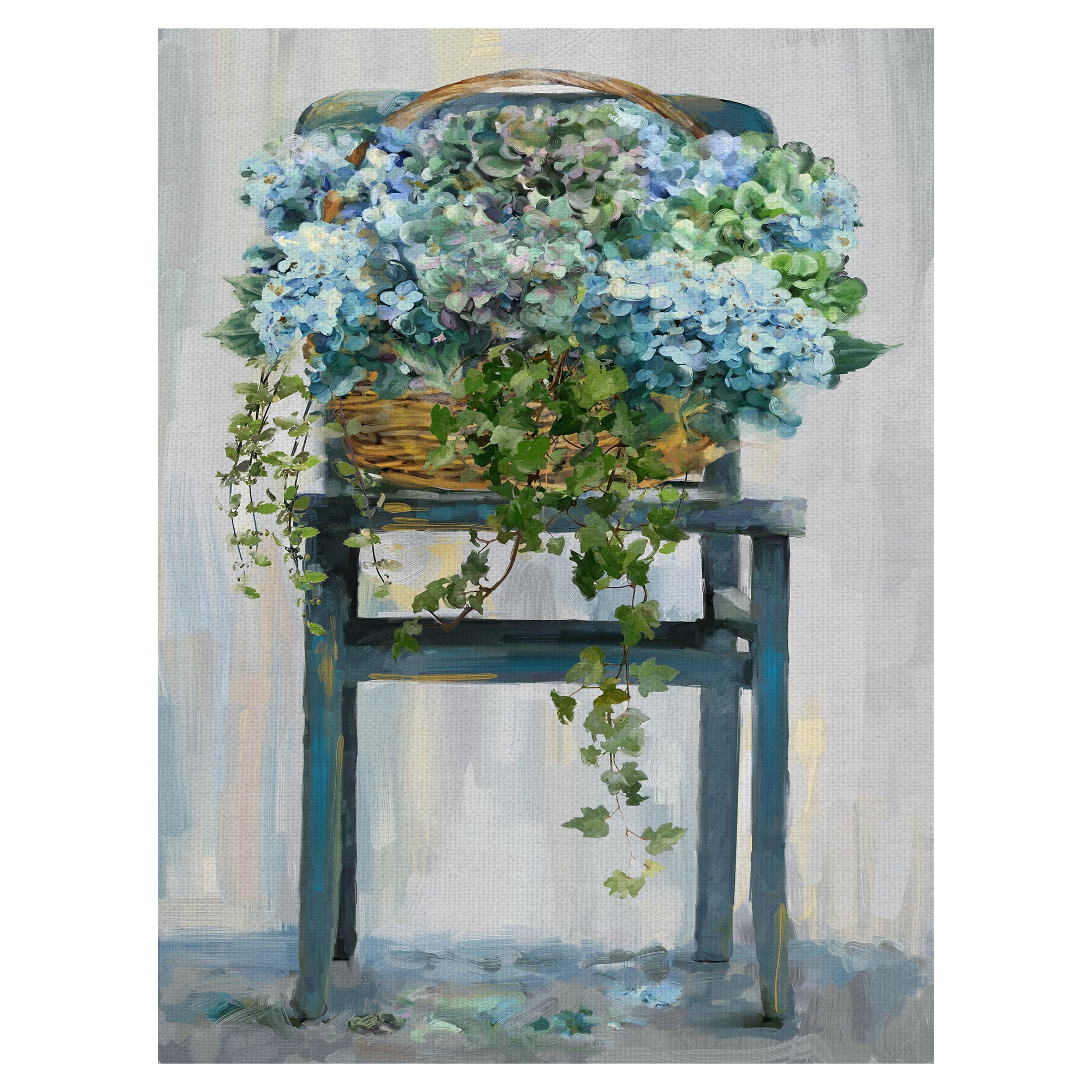Farmhouse Hydrangeas Blue and Green Canvas Art Print 18" x 24"