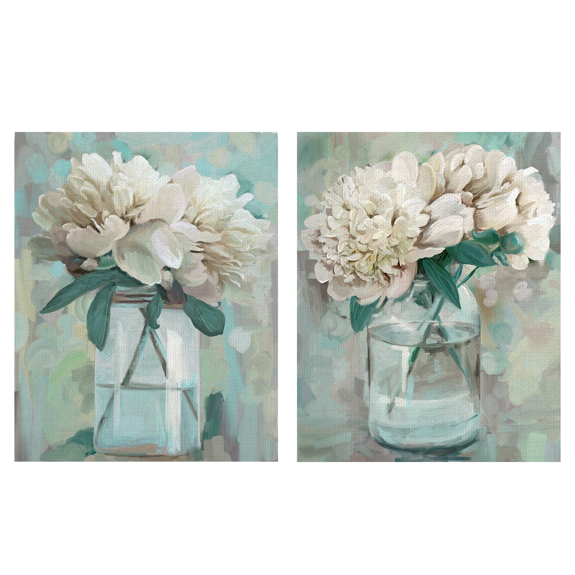 Farmhouse Peonies in Mason Jars Canvas Art Set