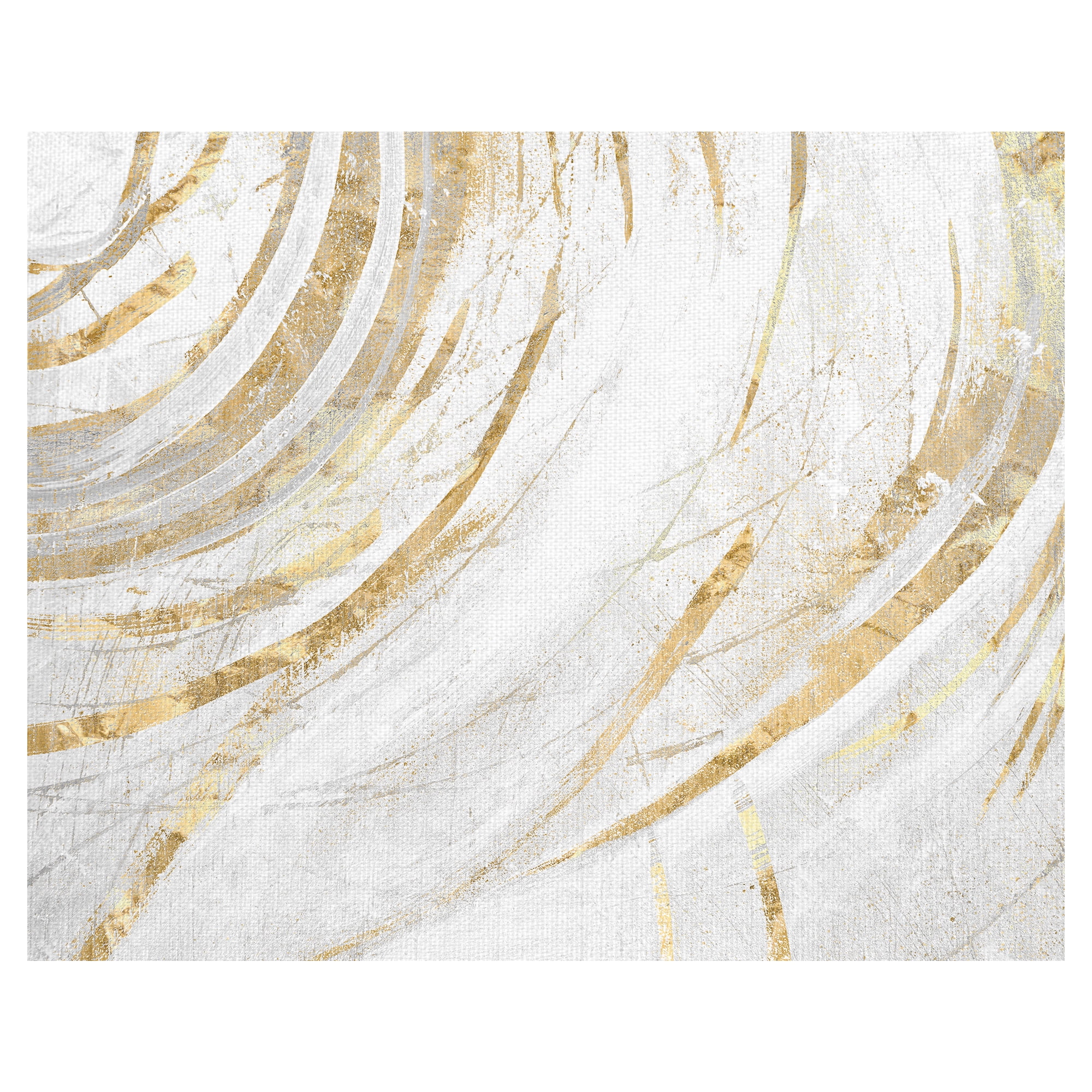Fluidity Gold and White Abstract Canvas Art Print for Kids