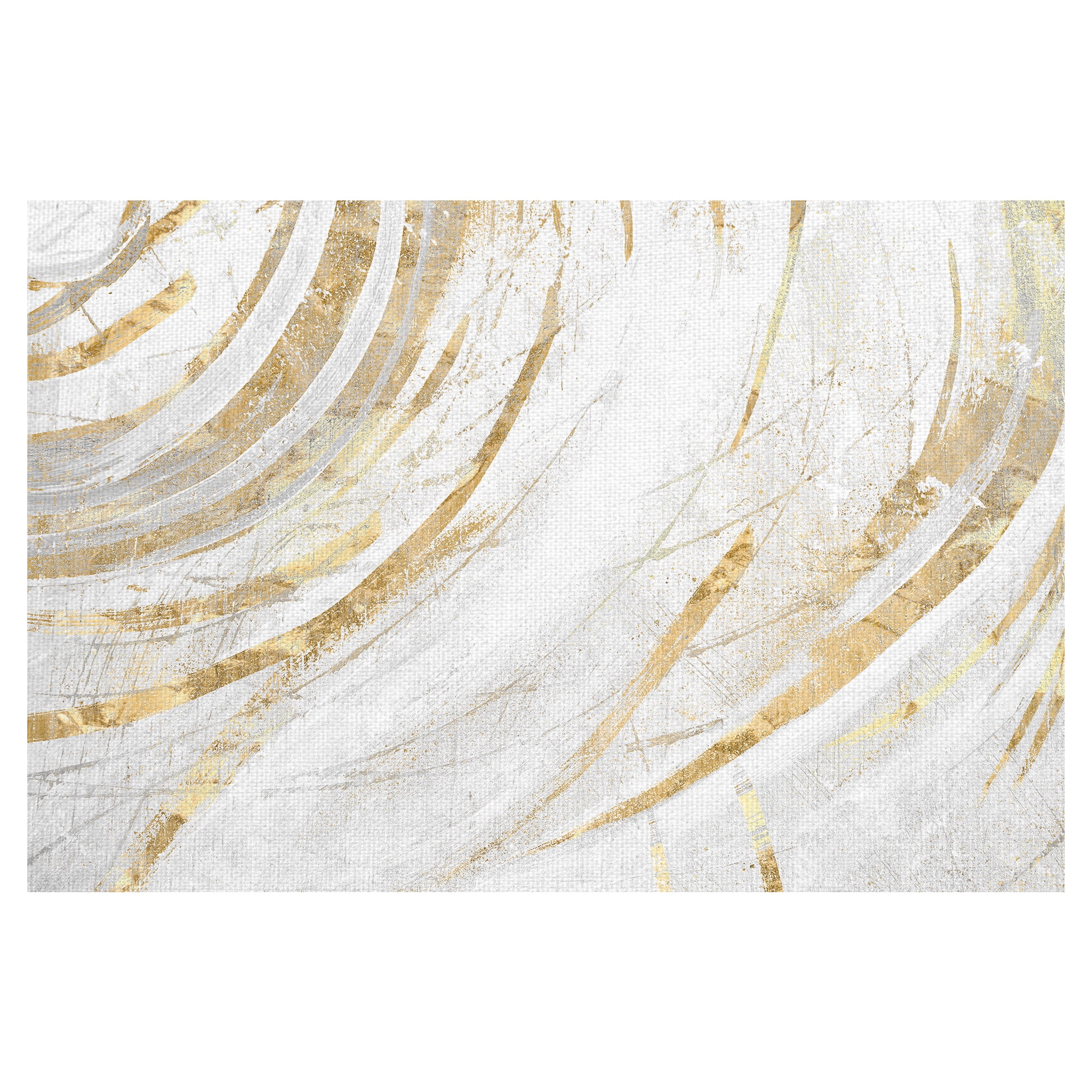 Fluidity Gold and White Abstract Canvas Art Print for Kids 24" x 36"
