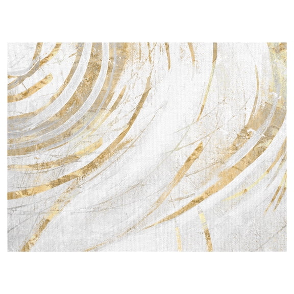 Masterpiece Art Gallery Fluidity Horizontal Gold Abstract By Belle Maison Canvas Art Print 30" x 40"