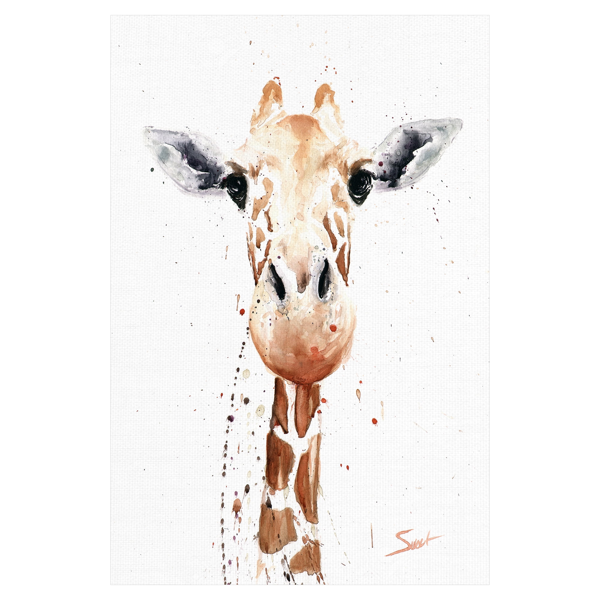 Masterpiece Art Gallery Giraffe Watercolor by Eric Sweet Canvas Art Print 24" x 36"