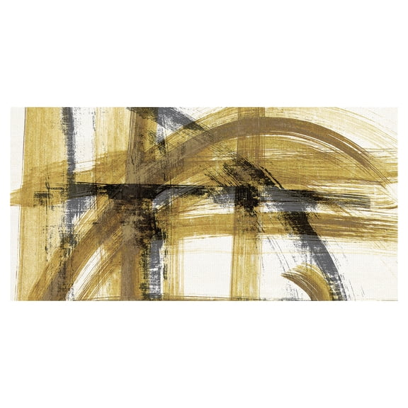 Masterpiece Art Gallery Gold Study II Light Indigo Abstract By Studio Arts Canvas Art Print 17" x 34"