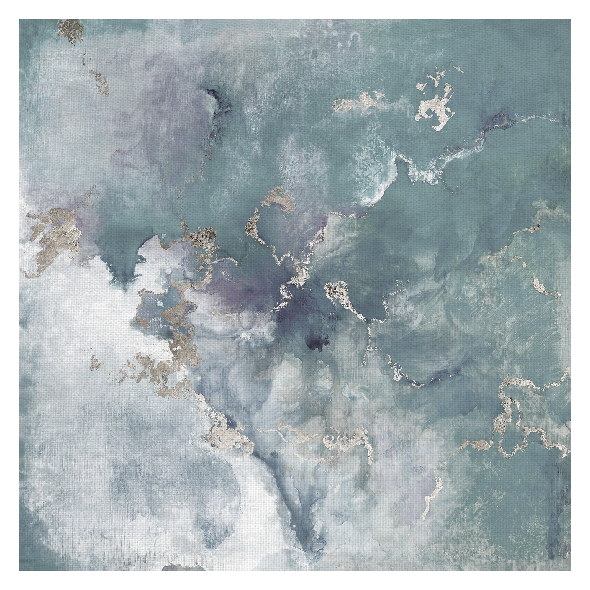 Masterpiece Art Gallery Golden Edge II Soft Blue Abstract By Janet Tava Canvas Art Print 35" x 35"
