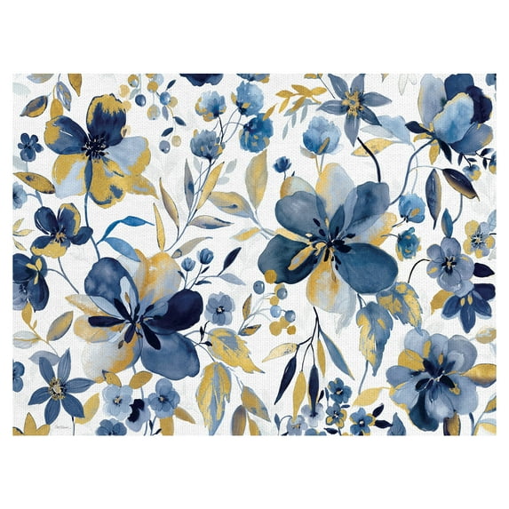 Masterpiece Art Gallery Golden Indigo Garden Flowers By Carol Robinson Canvas Art Print 18" x 24"