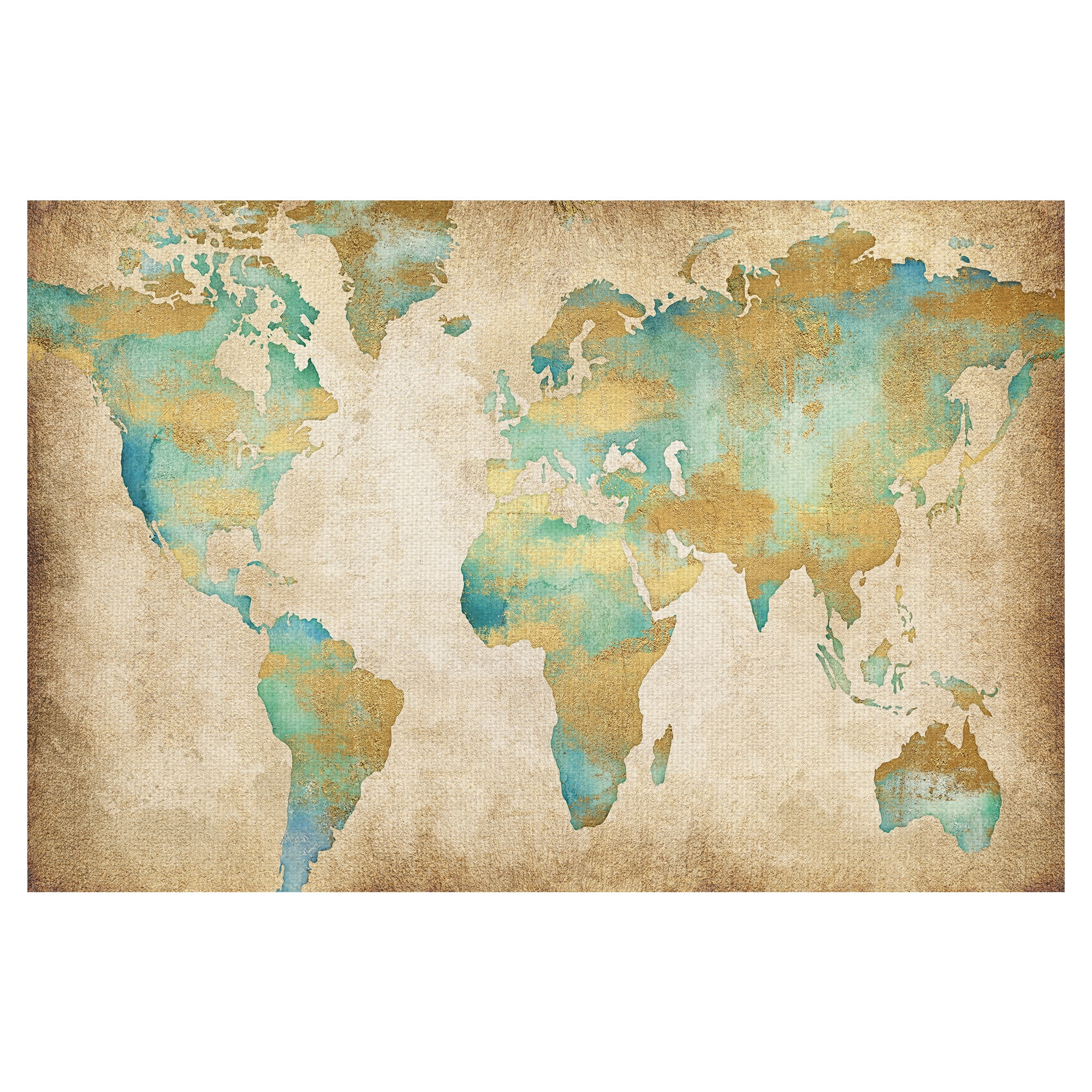 Masterpiece Art Gallery Golden World Map By Willowbrook Fine Art Canvas Art Print 24" x 36"