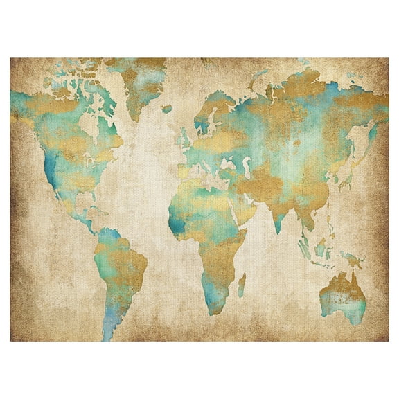 Masterpiece Art Gallery Golden World Map By Willowbrook Fine Art Canvas Art Print 30" x 40"