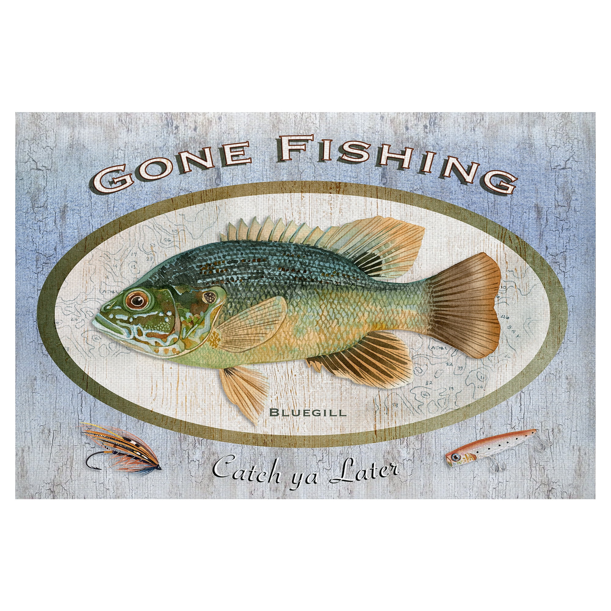 Masterpiece Art Gallery Gone Fishing Sign By Lynnea Washington Canvas Art Print 24" x 36"