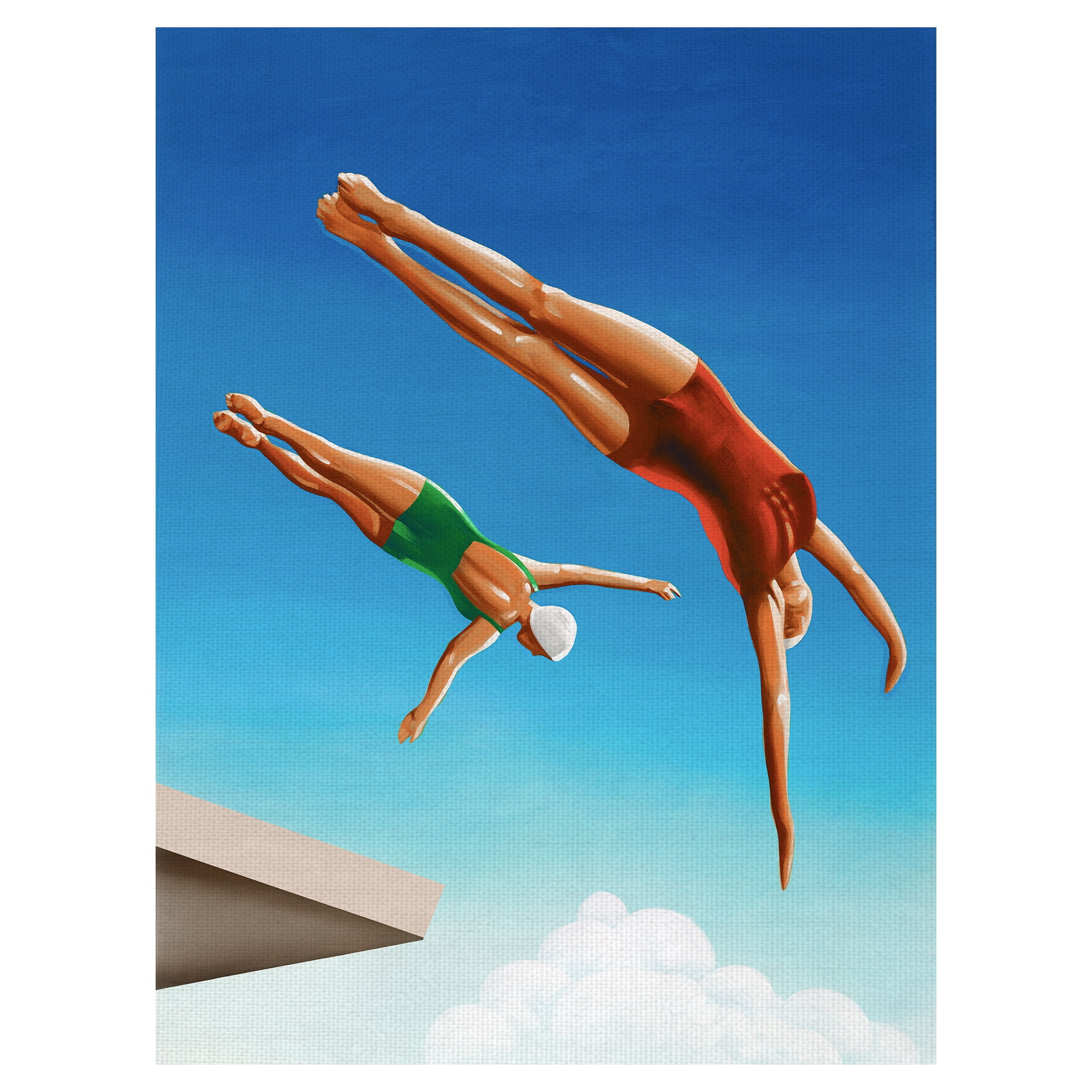 Masterpiece Art Gallery High Dive Pool Jumping By Gregory Garrett Canvas Art Print 30" x 40"