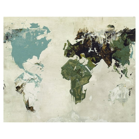 Masterpiece Art Gallery I See The World Map by Purple Moose Basics Canvas Art Print 22" x 28"