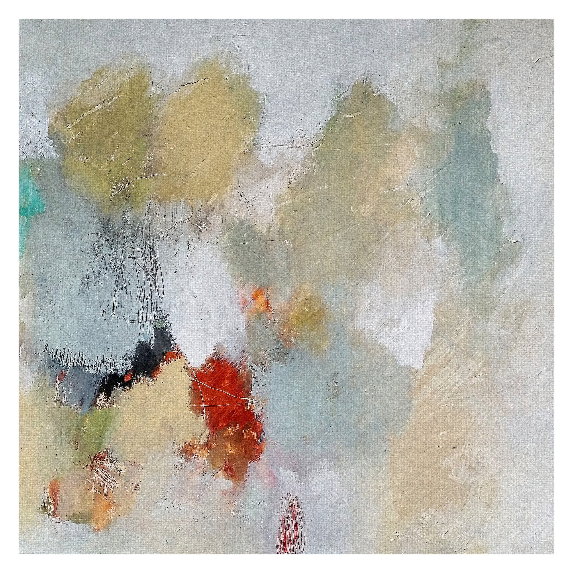 Masterpiece Art Gallery In Sleep Grey and Yellow Abstract by Nicole Hoeft Canvas Art Print 35" x 35"