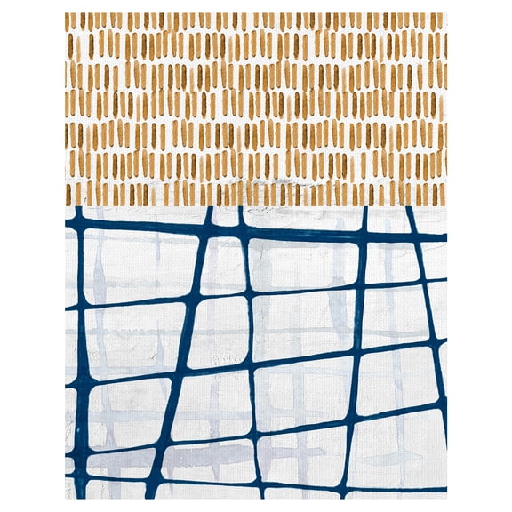 Masterpiece Art Gallery Indigo & Gold Abstract Squares By Belle Maison Canvas Art Print 22" x 28"