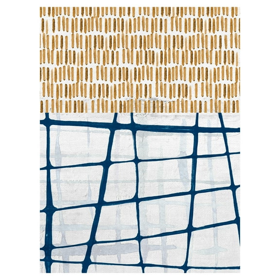Masterpiece Art Gallery Indigo & Gold Abstract Squares By Belle Maison Canvas Art Print 30" x 40"